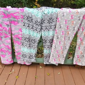 Bundle of 3 Minky Soft Fleece Pajama Pants womens M & L